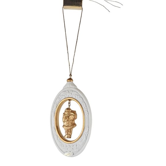 The Golden Treasures of Christmas Porcelain Ornaments Set of 2 Santa Claus Nutcr - Picture 7 of 10